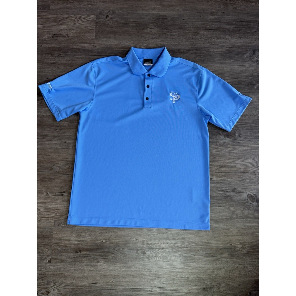 Nike Golf Fit Dry Men's Medium Blue Polo Shirt Lacrosse Embroidered Athletic